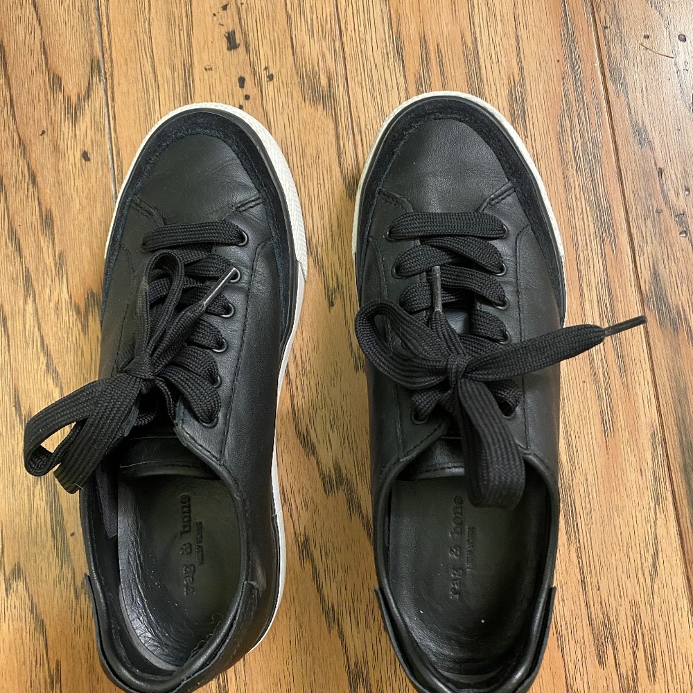 Women's Rag and Bone Black Leather Sneakers